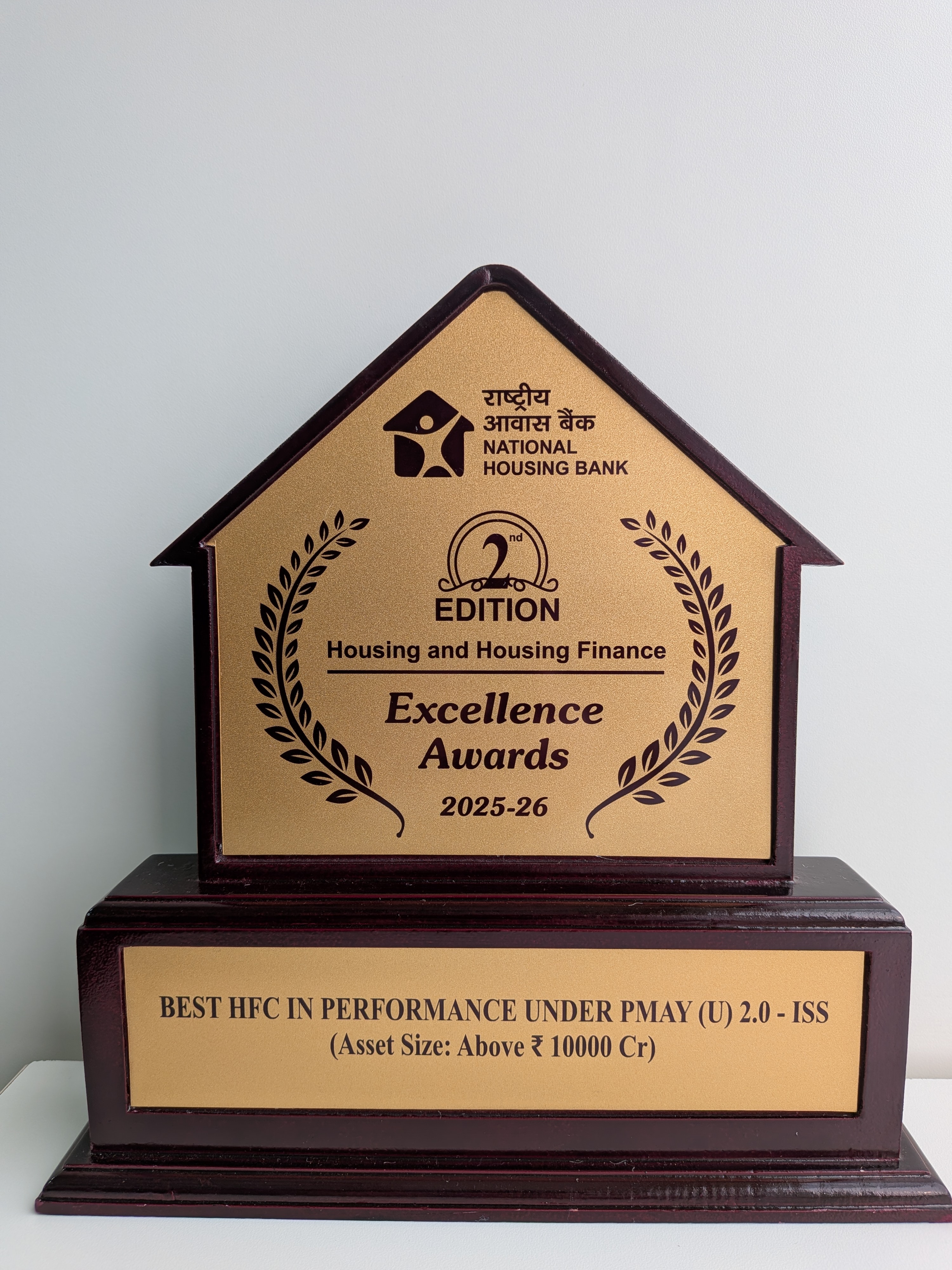 NHB Excellence Award - Best HFC in Performance under PMAY-U 2.0 ISS (Asset Size: Above ₹10,000 Cr)