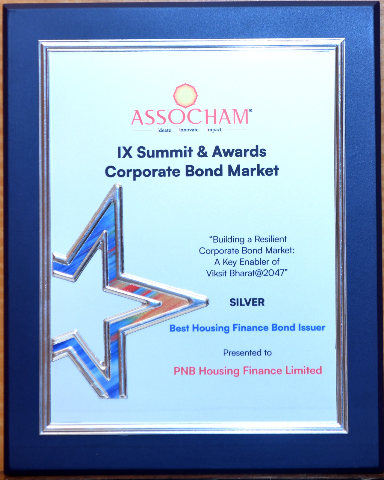 ASSOCHAM IX National Summit & Awards – Best Housing Finance Bond Issuer (Silver)